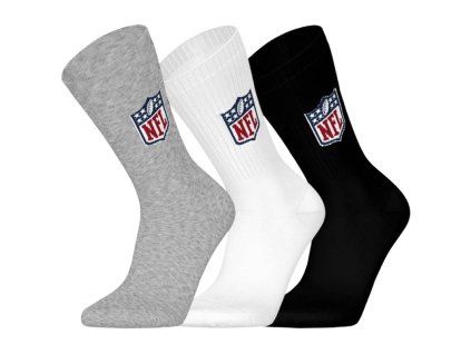 22910001 NFL Shield 3pk Crew Socks Grey White Black