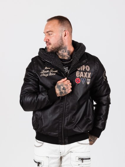 Pánska bunda CIPO & BAXX CM215 BLACK (Farba Čierna, Konfekčná veľkosť XXL)