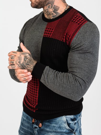 Pánsky sveter CIPO & BAXX CP263 GREY (Farba Sivá, Konfekčná veľkosť XXL)