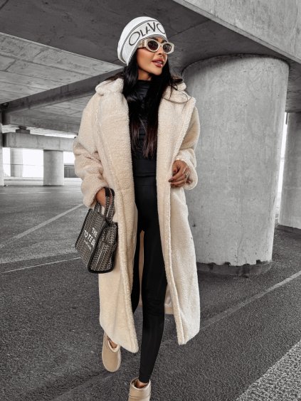 plaszcz pluszowy sipi olavoga bezowy