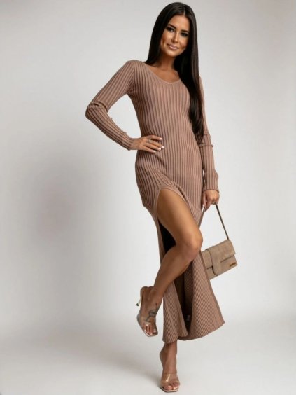 Dámske šaty SINDY (Farba Hnedá, Konfekčná veľkosť ONESIZE)