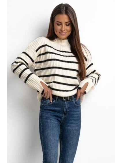 Dámsky úpletový sveter NOA (Farba Béžová, Konfekčná veľkosť ONESIZE)