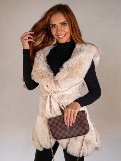 Dámska vesta ALIZEE (Farba Béžová, Konfekčná veľkosť XL)