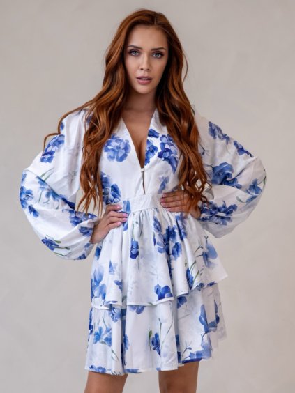 Dámske šaty AURORA (Farba Modrá, Konfekčná veľkosť L)