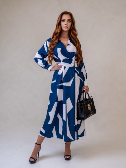 Dámske šaty GIA (Farba Modrá, Konfekčná veľkosť L)