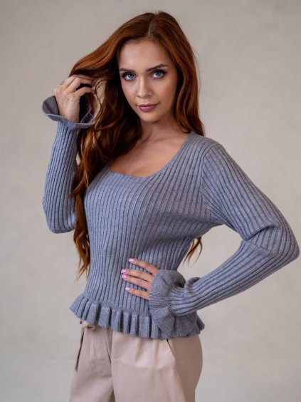 Dámský svetr LINA (Barva Sivá, Konfekční velikost L/XL)