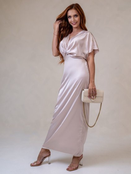 Dámske šaty ALESSIA (Farba Béžová, Konfekčná veľkosť S)