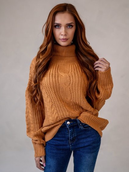 Dámsky sveter COLINE (Farba Hnedá, Konfekčná veľkosť L/XL)