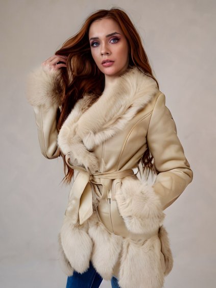 Dámsky kabát ANAIS (Farba Béžová, Konfekčná veľkosť XL)