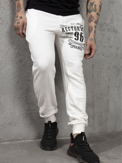 Pánské tepláky CIPO & BAXX CR156 ECRU (Barva Bílá)