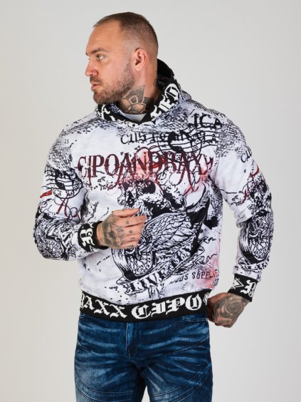 Pánská mikina CIPO & BAXX CL576 WHITE (Barva Bílá, Konfekční velikost XL)