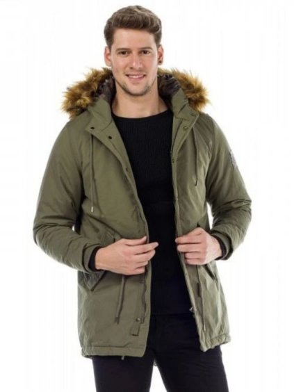 Pánska bunda CIPO & BAXX CM150 KHAKI (Farba Zelená, Konfekčná veľkosť XXL)