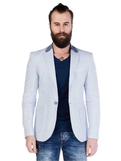 Pánske sako CIPO & BAXX indigo CJ131 (Farba Tyrkysová, Konfekčná veľkosť 56)