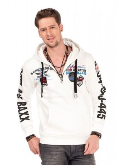 Pánska mikina CIPO & BAXX CL337 ECRU (Farba Biela, Konfekčná veľkosť XXL)