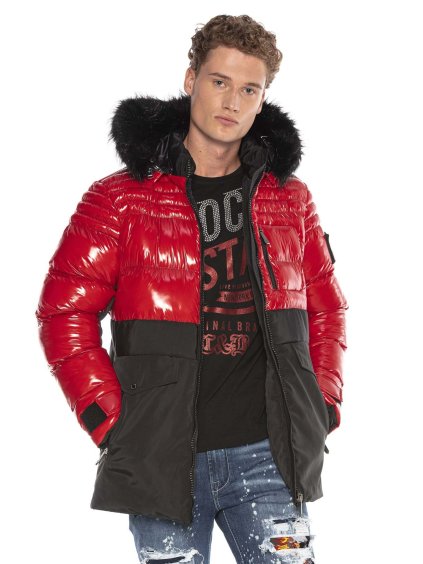 Pánska bunda CIPO & BAXX CM166 RED (Farba červená, Konfekčná veľkosť XXL)