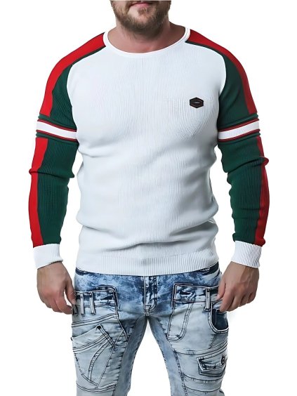 Pánsky sveter CIPO & BAXX CP249 WHITE (Farba Biela, Konfekčná veľkosť XXL)