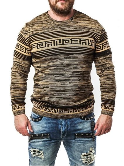 Pánsky sveter CIPO & BAXX CP244 CAMEL (Farba Hnedá, Konfekčná veľkosť XXL)