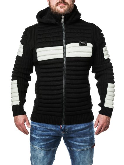 Pánsky sveter CIPO & BAXX CP254 BLACK-WHITE (Farba čierna, Konfekčná veľkosť S)