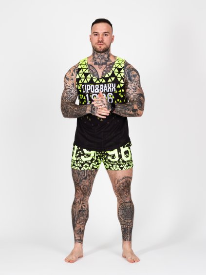 Pánsky plážový komplet CIPO & BAXX CUK247 YELLOW (Farba Žltá, Konfekčná veľkosť XXL)