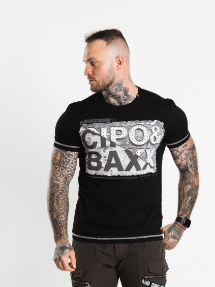 Pánské triko CIPO & BAXX CT677 BLACK (Barva Černá, Konfekční velikost XXL)