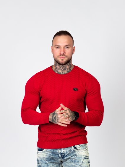 Pánsky sveter CIPO & BAXX CP240 RED (Farba Červená, Konfekčná veľkosť S)