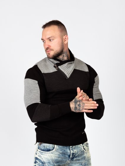 Pánsky sveter CP248 BLACK-ANTHRACITE (Farba Čierna, Konfekčná veľkosť XXL)