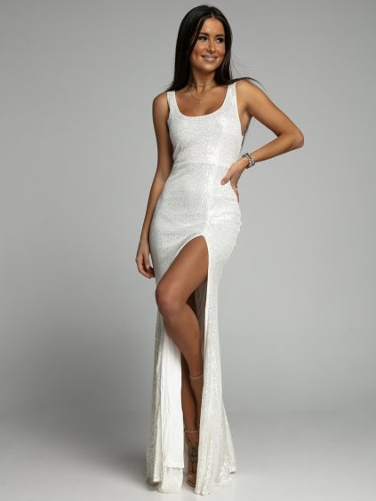 Dámské šaty SENTI (Barva Bílá, Konfekční velikost L)