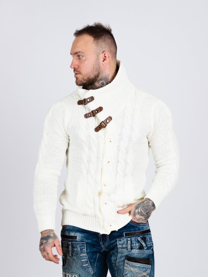 Pánsky sveter CIPO & BAXX CP265 ECRU (Farba Biela, Konfekčná veľkosť XXL)