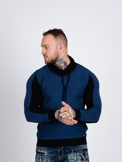 Pánsky sveter CIPO & BAXX CP264 NAVY BLUE (Farba Modrá, Konfekčná veľkosť XXL)