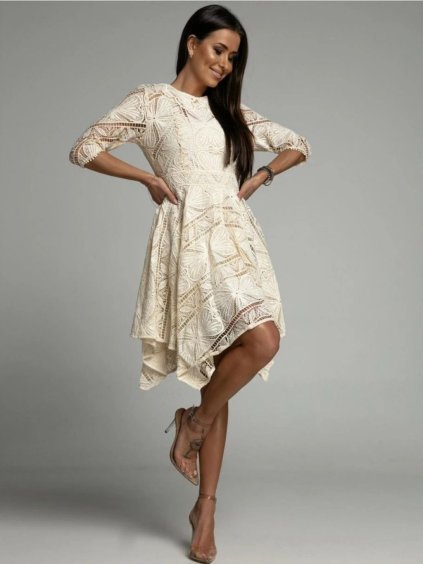Dámske čipkované šaty RONNIE (Farba Béžová, Konfekčná veľkosť S)