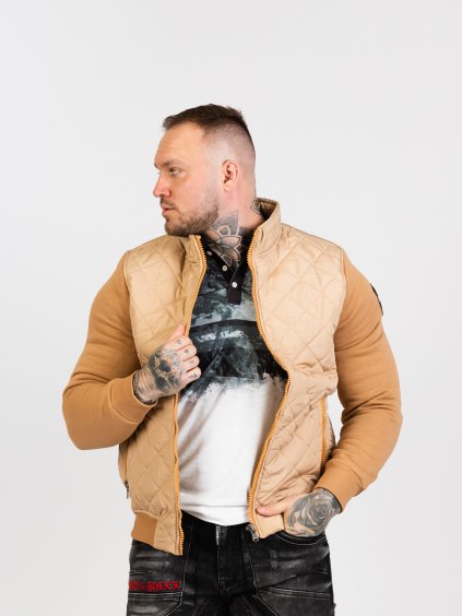 Pánska bunda CJ295 BEIGE (Farba Hnedá, Konfekčná veľkosť XXL)