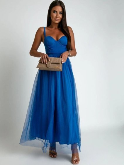 Dámske šaty JASMINE (Farba Modrá, Konfekčná veľkosť L)