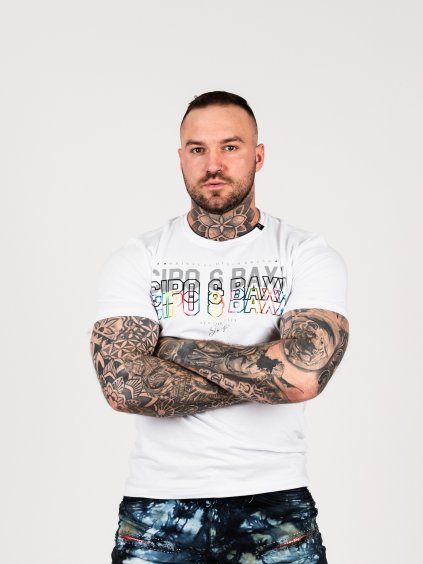 Pánske tričko CIPO & BAXX CT717 WHITE (Farba Biela, Konfekčná veľkosť XXL)