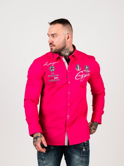 Pánská košile CIPO & BAXX CH151 FUCHIA (Barva Růžová, Konfekčná veľkosť XXL)