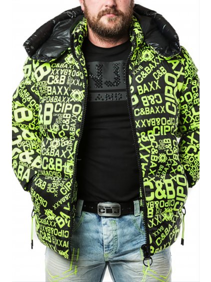 Pánská zimní bunda CIPO & BAXX CM193 NEONGREEN (Barva Zelená, Konfekční velikost XXXL)