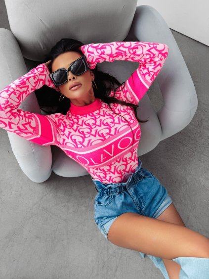 body z polgolfem tess ola voga neon roz