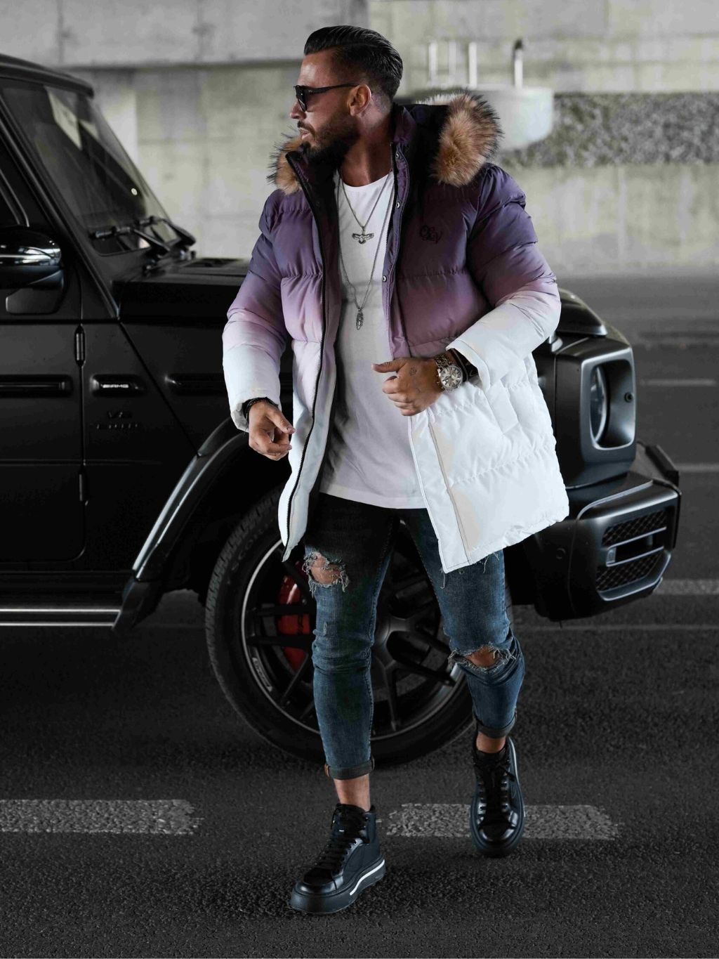 Olavoga Ombre kabát Barva: Modrá, Konfekční velikost: L