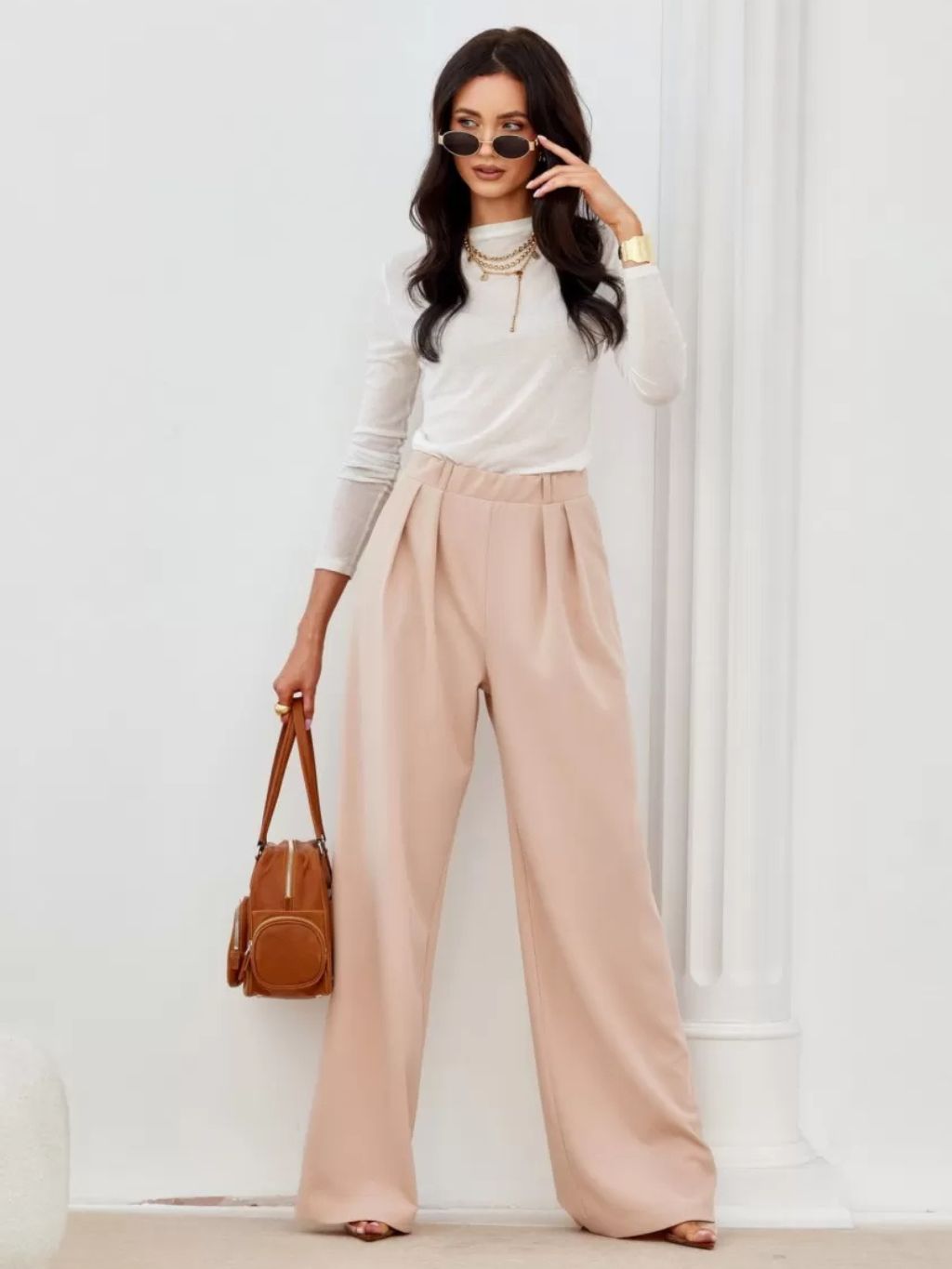 ASPERISSIA Dámské kalhoty GINNY Barva: Béžová, Konfekční velikost: 38