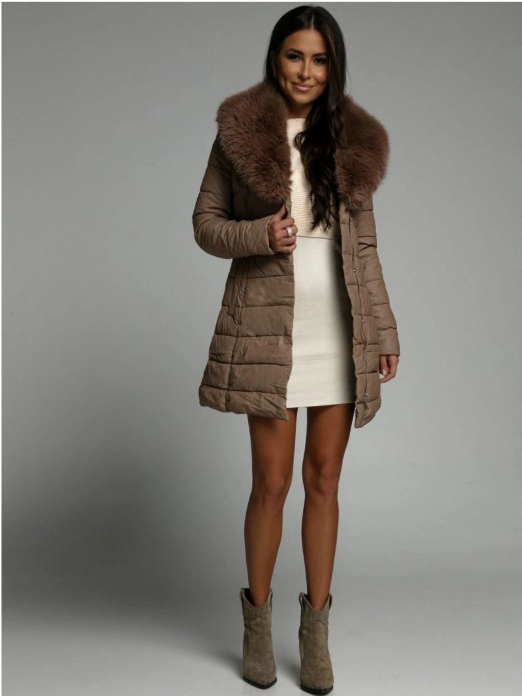 ASPERISSIA Dámská zimní bunda s kožíškem GLADES Barva: Hnědá