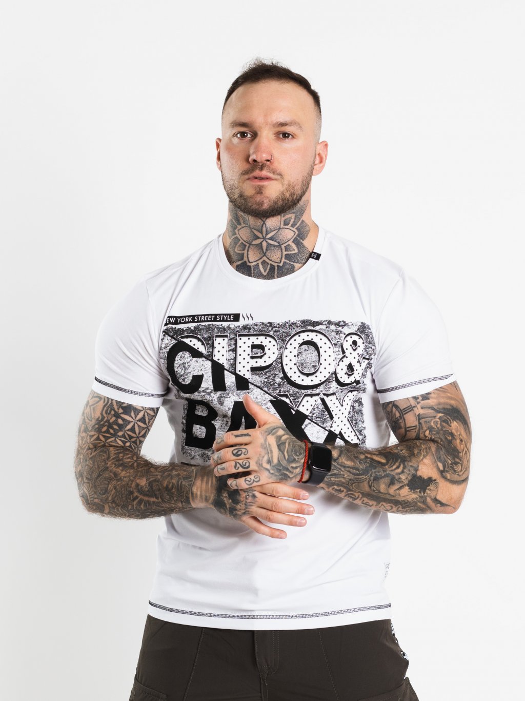Pánske tričko CIPO & BAXX CT677 WHITE (Farba Biela, Konfekčná veľkosť S)