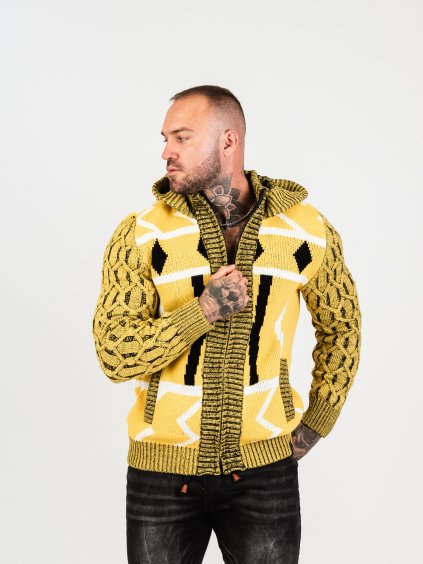 Pánsky sveter CIPO & BAXX CP256 YELLOW (Farba Žltá, Konfekčná veľkosť XXL)
