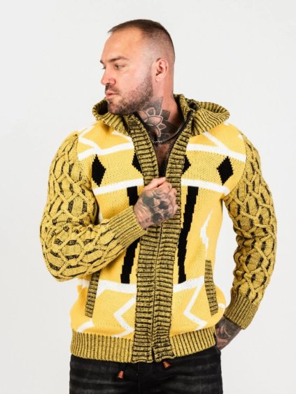 Pánsky sveter CIPO & BAXX CP256 YELLOW (Farba Žltá, Konfekčná veľkosť XXL)