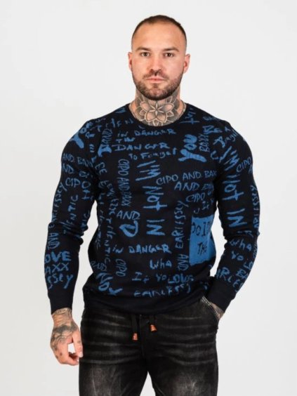 Pánsky sveter CIPO & BAXX CP276 NAVYBLUE (Konfekčná veľkosť XXL)