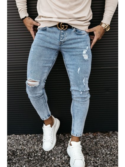 Olavoga Raw džínsy (Farba Modrá, Konfekčná veľkosť XL)