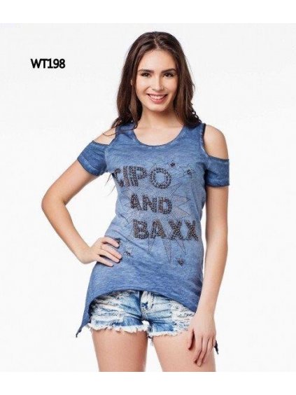 Dámske tričko CIPO & BAXX WT198 INDIGO (Farba modrá, Konfekčná veľkosť XL)
