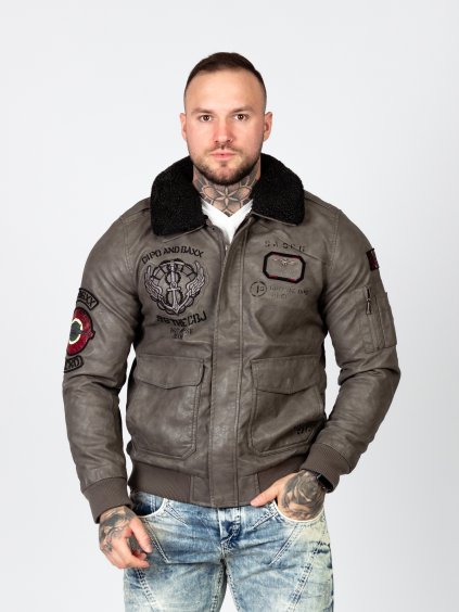 Pánska bunda CIPO & BAXX CM164 BEIGE (Farba Hnedá, Konfekčná veľkosť XXL)