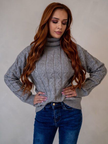 Dámsky sveter SINDA (Farba Sivá, Konfekčná veľkosť L/XL)