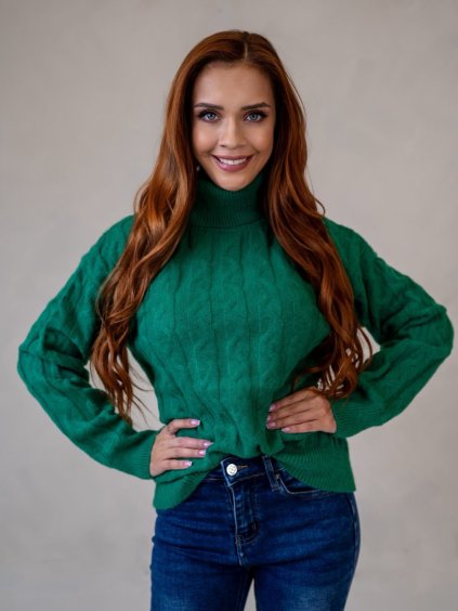 Dámsky sveter SINDA (Farba Zelená, Konfekčná veľkosť L/XL)