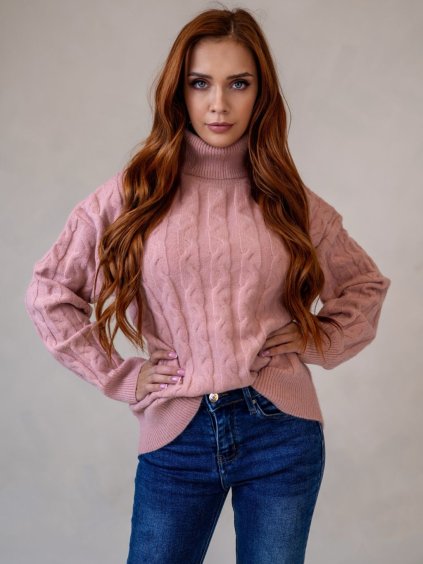 Dámsky sveter SINDA (Farba Ružová, Konfekčná veľkosť L/XL)