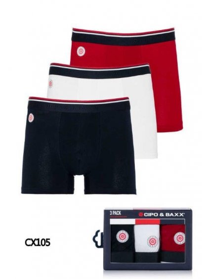 Pánske boxerky CIPO & BAXX CX105 3 PACK (Farba červená, Konfekčná veľkosť XXL)